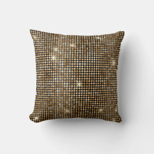 Zwart en gouden namaak glitters glamour stippen kussen