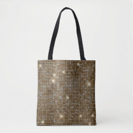 Zwart en gouden namaak glitters glamour stippen tote bag