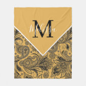 Zwart en gouden paisley fleece deken (Voorkant)