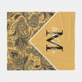 Zwart en gouden paisley fleece deken (Voorkant (Horizontaal))