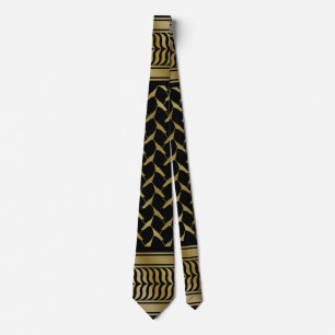 Zwart en gouden Palestijnse Kuffiyeh Stropdas
