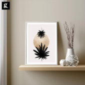 Zwart en gouden palmboom, Planten kunstwerk, Wandd Poster