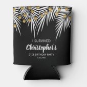 Zwart en Gouden Palmen Verjaardag Blikjeskoeler (Voorkant)