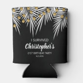 Zwart en Gouden Palmen Verjaardag Blikjeskoeler (Achterkant)