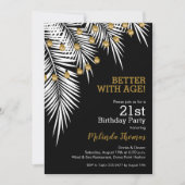Zwart en Gouden Palmen Verjaardagsfeestje Kaart (Voorkant)