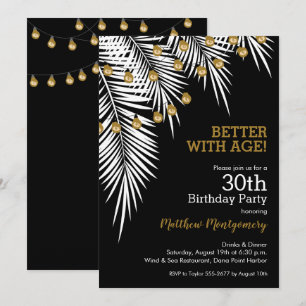 Zwart en Gouden Palmen Verjaardagsfeestje Kaart