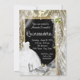 Zwart en gouden parel Quinceañera Kaart