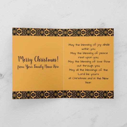  zwart en gouden patroon kerst Kaart (Binnen)