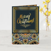  zwart en gouden patroon kerst Kaart (Gele Bloem)