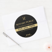 Zwart en Gouden Pennen Gouden Mobiele Notaris Mark Ronde Sticker (Envelop)