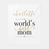 Zwart en gouden persoonlijke werelden Beste mama Fleece Deken (Voorkant)