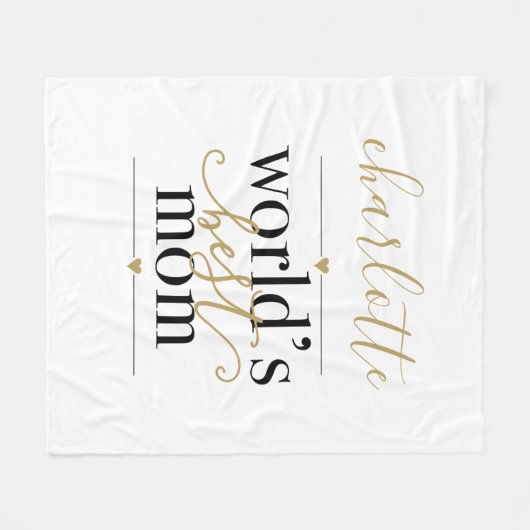 Zwart en gouden persoonlijke werelden Beste mama Fleece Deken (Voorkant (Horizontaal))