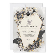 Zwart en Gouden Pioenrozen Halloween Baby shower