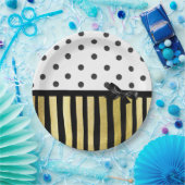 Zwart en gouden Polka Dot Gestreept Papier Bord (Feest)