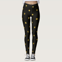 Zwart en gouden polka stippen leggings