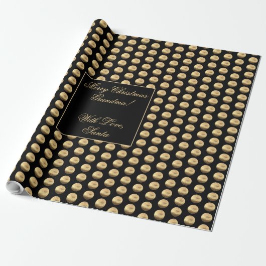 Zwart en gouden pols Pattern Elegant Chic Cadeaupapier (Uitgerold)