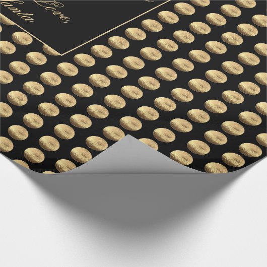 Zwart en gouden pols Pattern Elegant Chic Cadeaupapier (Hoek)