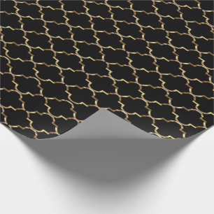 Zwart en gouden Quatrefoil naadloos patroonpatroon Cadeaupapier
