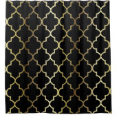 Zwart en gouden quatrefoliepatroon | DIY-kleur Douchegordijn (Voorkant)