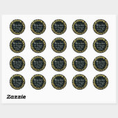Zwart en gouden rond adreslabel ronde sticker (Vel)
