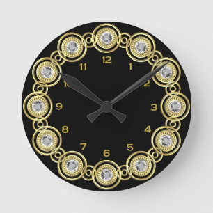 Zwart en gouden ronde klok