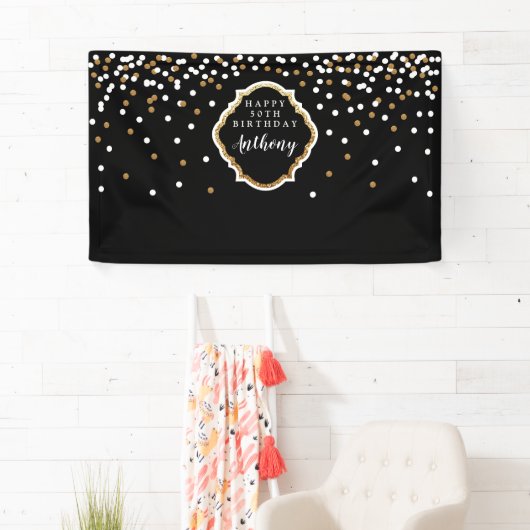 Zwart en gouden rugleuning met punts spandoek (Insitu)