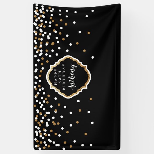 Zwart en gouden rugleuning met punts spandoek (Verticaal)