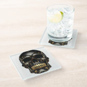 Zwart en Gouden Schedel Onderzetter (Schuin)