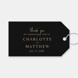 Zwart en gouden schrift bedankkaartjes voor huweli cadeaulabel