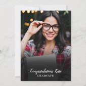 Zwart en gouden script afstudeerfeest 2 foto kaart (Achterkant)