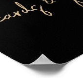 Zwart en gouden script kaarten en cadeaus bord poster (Hoek)