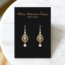 Zwart en gouden script oorbeldisplaykaart