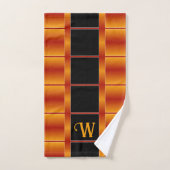 Zwart en gouden Sinaasappel vierkanten geometrisch Bad Handdoek (Handdoek)