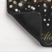 Zwart en Gouden Sparkle Leopard Print Muismat (Hoek)