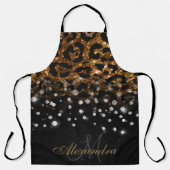 Zwart en Gouden Sparkle Leopard Print Schort (Voorkant)