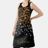 Zwart en Gouden Sparkle Leopard Print Schort (Insitu)