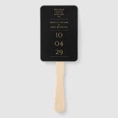 Zwart En Gouden Speciale Datum Huwelijksprogramma Handwaaier (Voorkant)