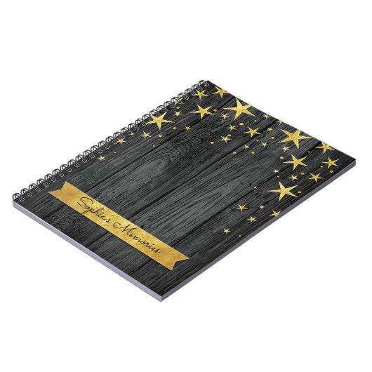 Zwart en gouden sterren Boek met legante herinneri Notitieboek (Linkerzijde)