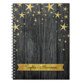 Zwart en gouden sterren Boek met legante herinneri Notitieboek (Voorkant)