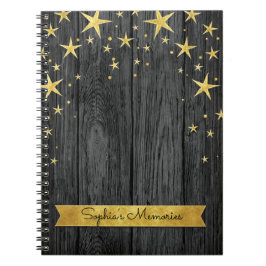 Zwart en gouden sterren Elegant Herinneringsboek Notitieboek