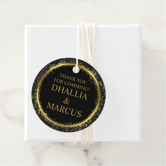 Zwart en gouden sterren Gothic Pattern Bedankjes Labels (In situ)