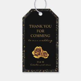 Zwart en gouden sterren Gothic Pattern Cadeaulabel