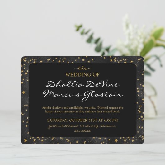 Zwart en gouden sterren Gothic Pattern Kaart (Staand voorkant)
