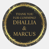 Zwart en gouden sterren Gothic Pattern Ronde Sticker (Voorkant)