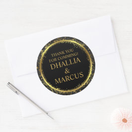 Zwart en gouden sterren Gothic Pattern Ronde Sticker