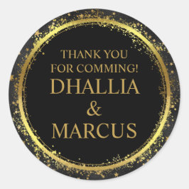 Zwart en gouden sterren Gothic Pattern Ronde Sticker