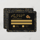 Zwart en gouden sterren Gothic Pattern RSVP Kaartje (Voorkant / Achterkant)