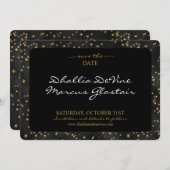 Zwart en gouden sterren Gothic Pattern Save The Date (Voorkant / Achterkant)