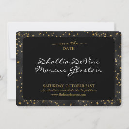 Zwart en gouden sterren Gothic Pattern Save The Date