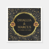 Zwart en gouden sterren Gothic Pattern Servet (Voorkant)